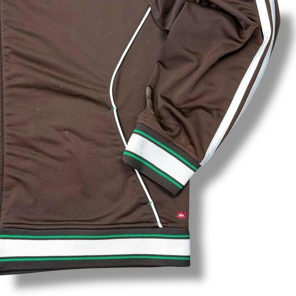 Vintage Quicksilver Track Jacket Brown Full Zip Striped Trim Size XL Y2K Hip Pop - Picture 3 of 9